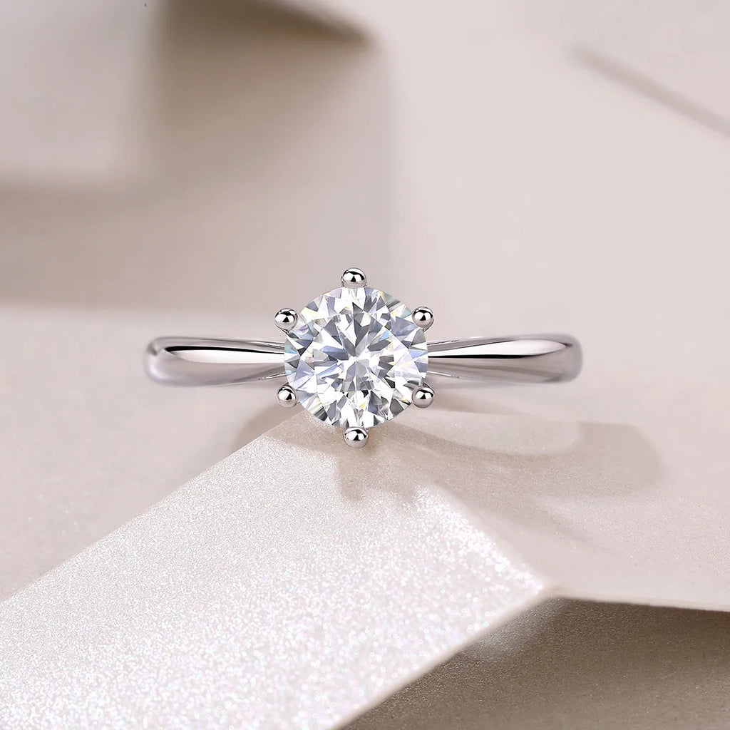 Moissanite wedding ring set with 1 carat S925 silver platinum plating diamond testable in a gift box