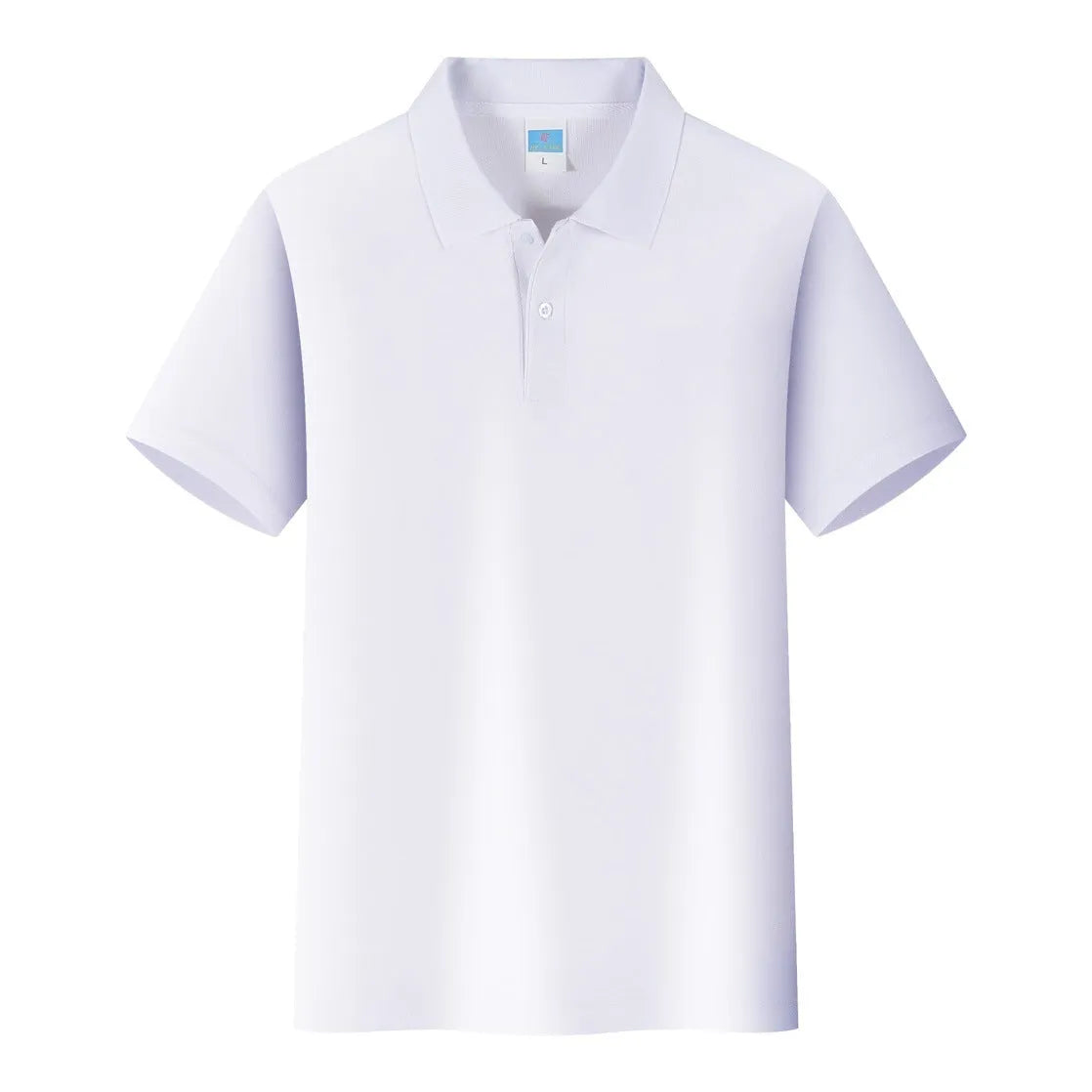 Straight-fit cotton short sleeve pullover shirt for workwear advertising on a mannequin.