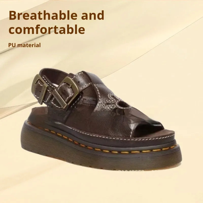 Men's black embroidered flower pattern beach sandals with flat heel and PU upper material.