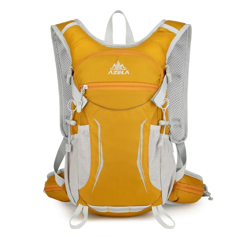 AZELA lightweight hydration backpack with breathable mesh and multiple compartments in black for outdoor sports