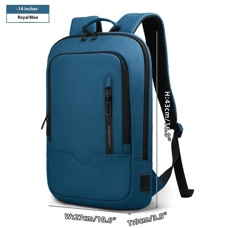 Small lightweight polyester commuter backpack with USB charging port in various colours
