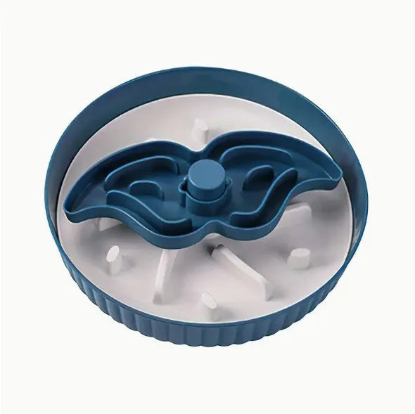 Pet feeding bowl with rotating game board and silicone anti-choke pad in various colour options