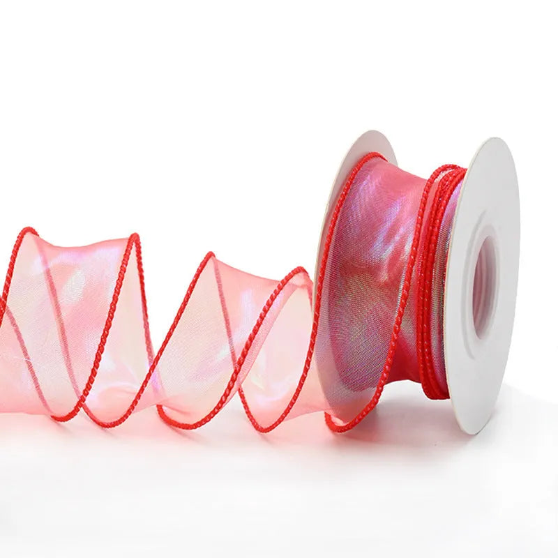 Fishtail yarn mesh craft ribbon roll in illusion colours for DIY floral decorations