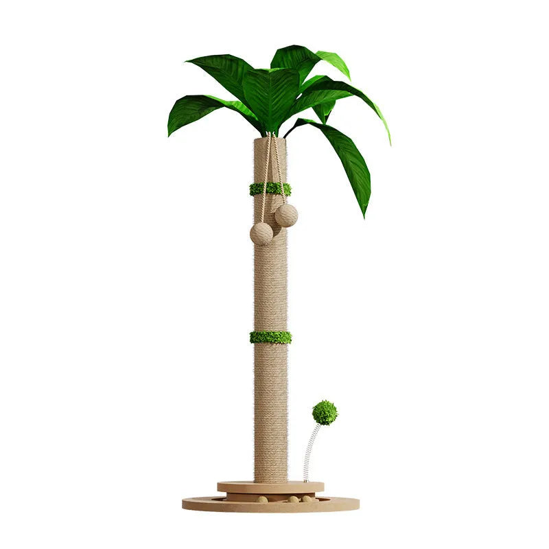Simple cat climbing frame with hemp rope posts and canna-coloured grab columns