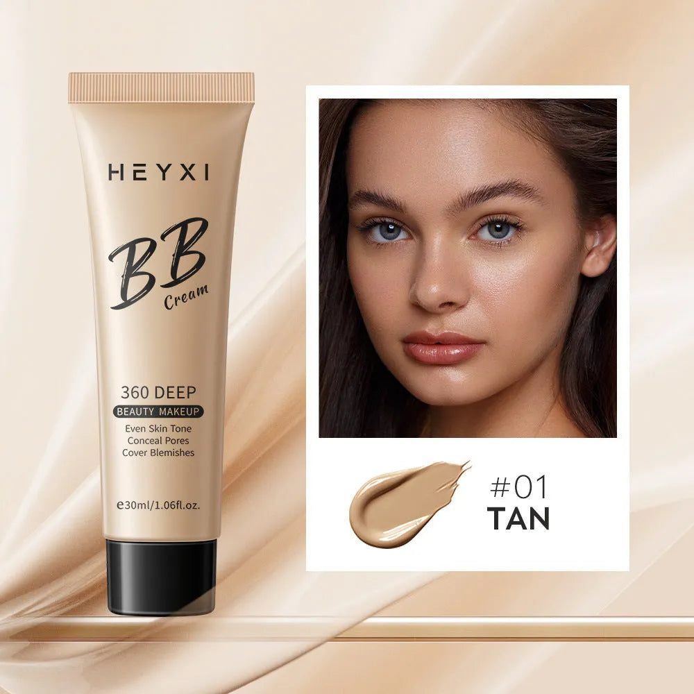 Waterproof sweat-proof BB cream cosmetic in four colour shades 01, 02, 03, 04