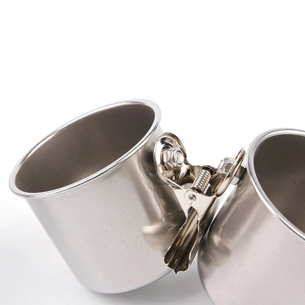 Stainless steel outdoor bird feeder in natural metal colour, shown in large size.