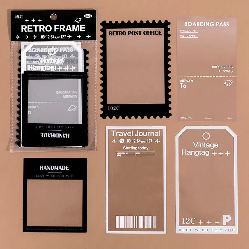 15 retro frame decorative stickers on transparent PET base paper for journal crafting