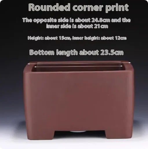 Square purple clay bonsai pot in classical style for succulent plants