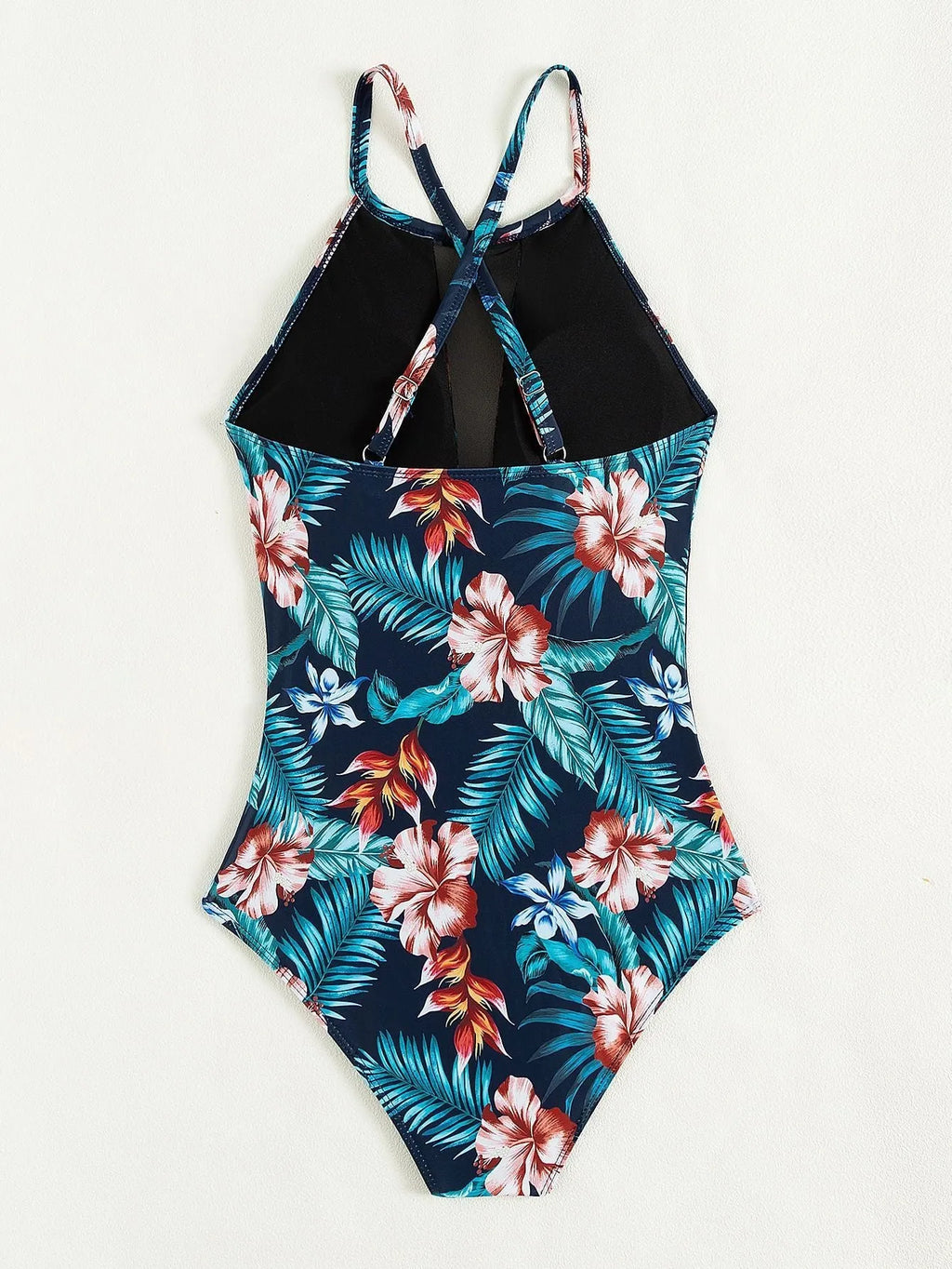Women's deep V-neck one-piece swimsuit in European American style with polyester construction