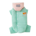 Autumn winter corgi dog clothes with removable cap, thick cotton four-legged jumpsuit in brown with bear embroidery