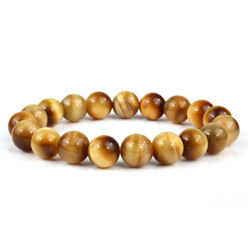 Natural tigereye crystal bracelet with geometric round beads in various colour options