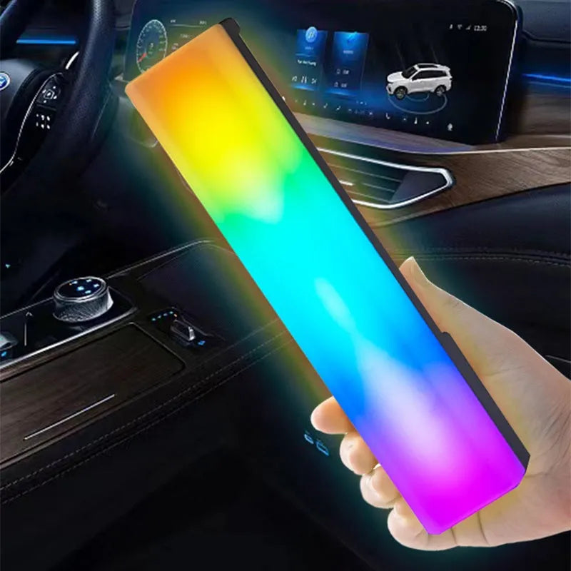 3D RGB table top ambiance lamp with voice-activated rhythm lighting in white or black shell