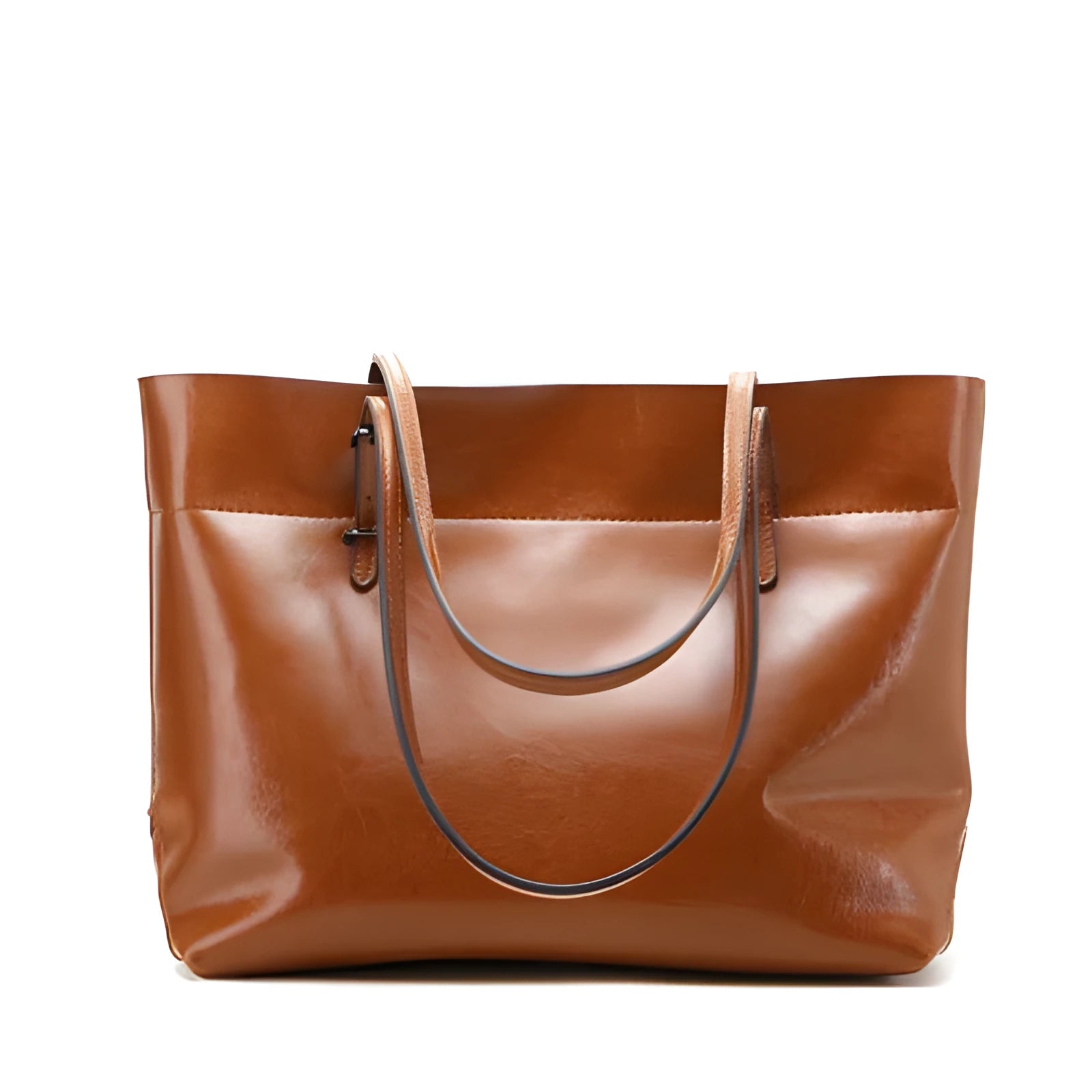 Horizontal waxed cowhide leather crossbody handbag for women showing internal compartments.