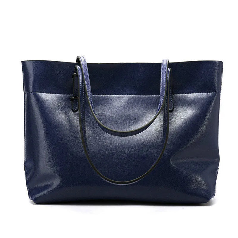 Horizontal waxed cowhide leather crossbody handbag for women showing internal compartments.