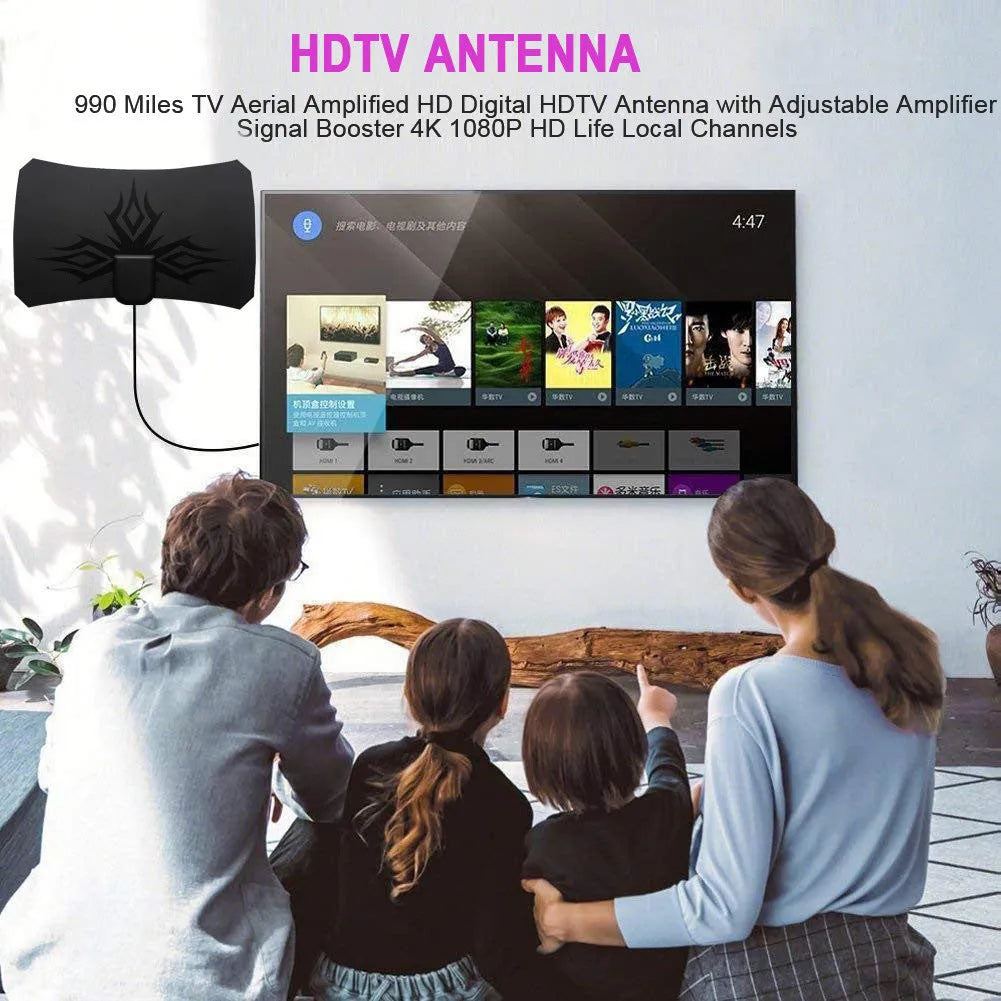 Black irregular flame pattern indoor HDTV antenna for digital terrestrial television