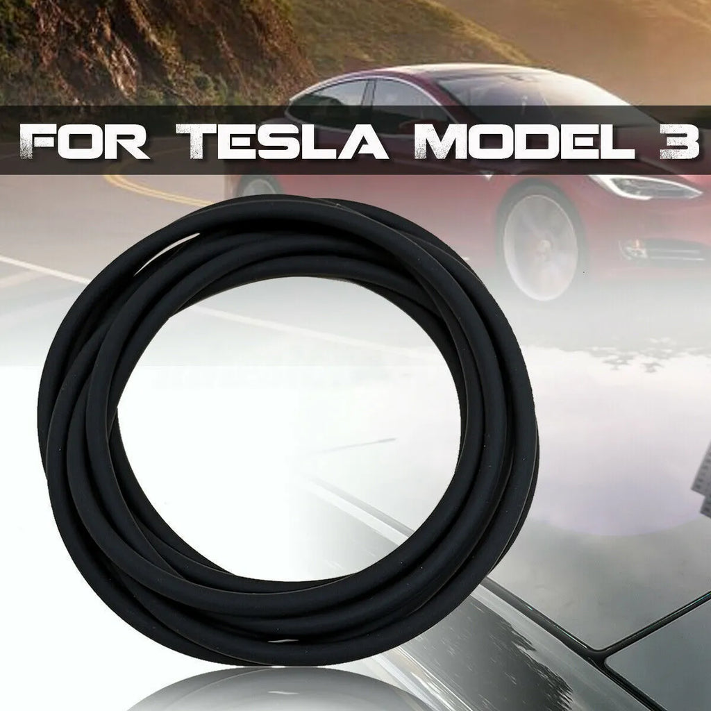 Black silicone Tesla Model 3 windshield roof sunroof seal rolled out, showing 285 cm length
