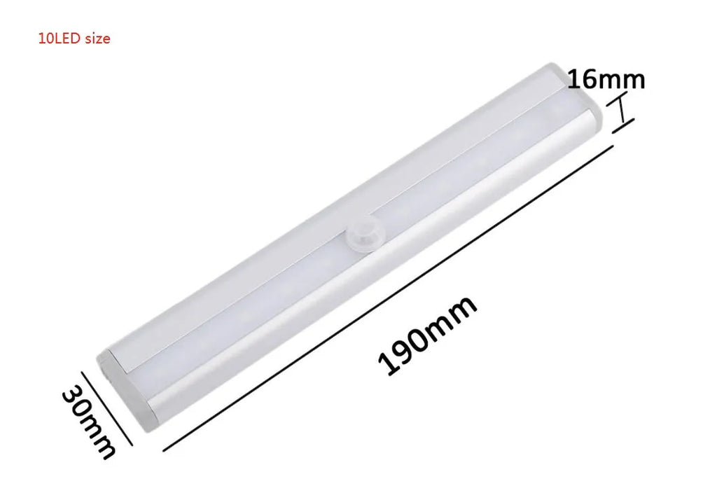 Silver aluminium LED strip light with magnetic backing for wardrobe and cupboard installation.