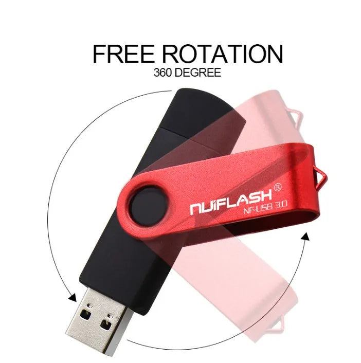 Black OTG USB flash drive 64GB with USB 3.0 connector for smartphones and tablets