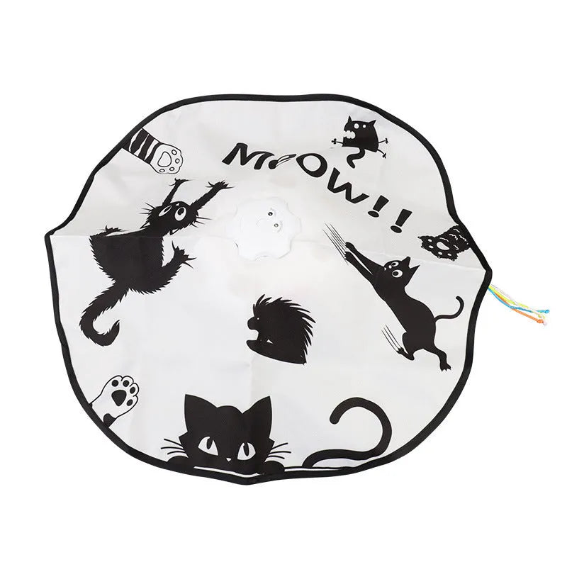 Electronic self-moving cat teaser toy with plastic construction measuring 19.8cm