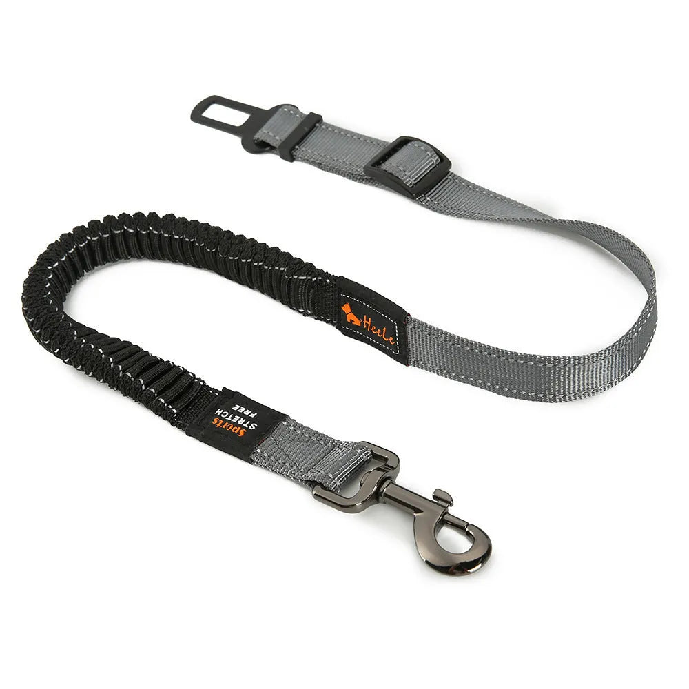 Pet car seat belt with reflective strip, nylon webbing, zinc alloy buckle, 76-148cm adjustable, various colours