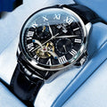 Automatic mechanical watch for men with double calendar display and slim 11mm case on steel strap