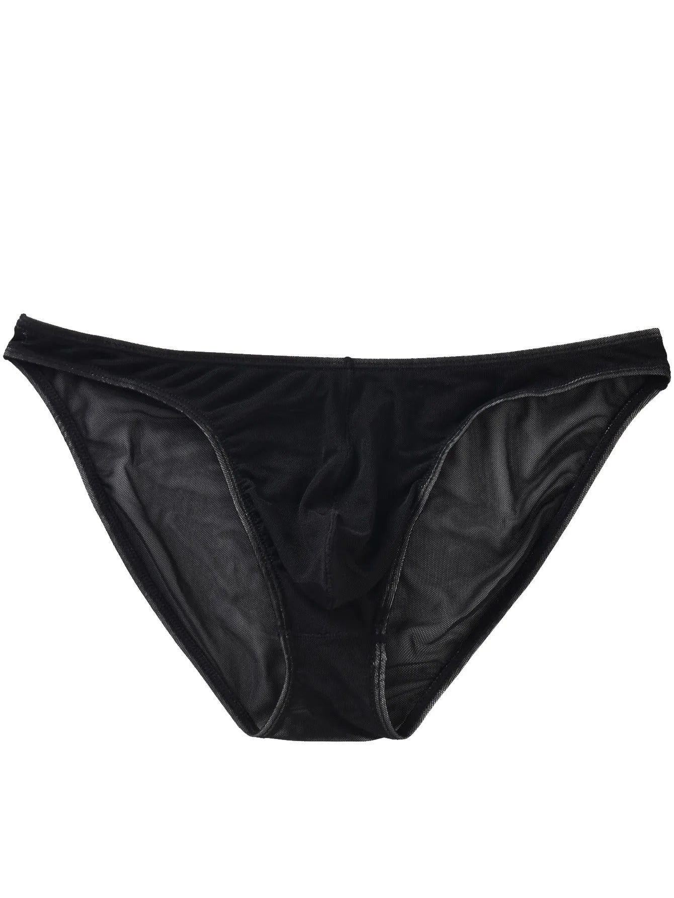Men's black low waist ice silk shorts with quick-drying nylon fabric and triangular briefs style