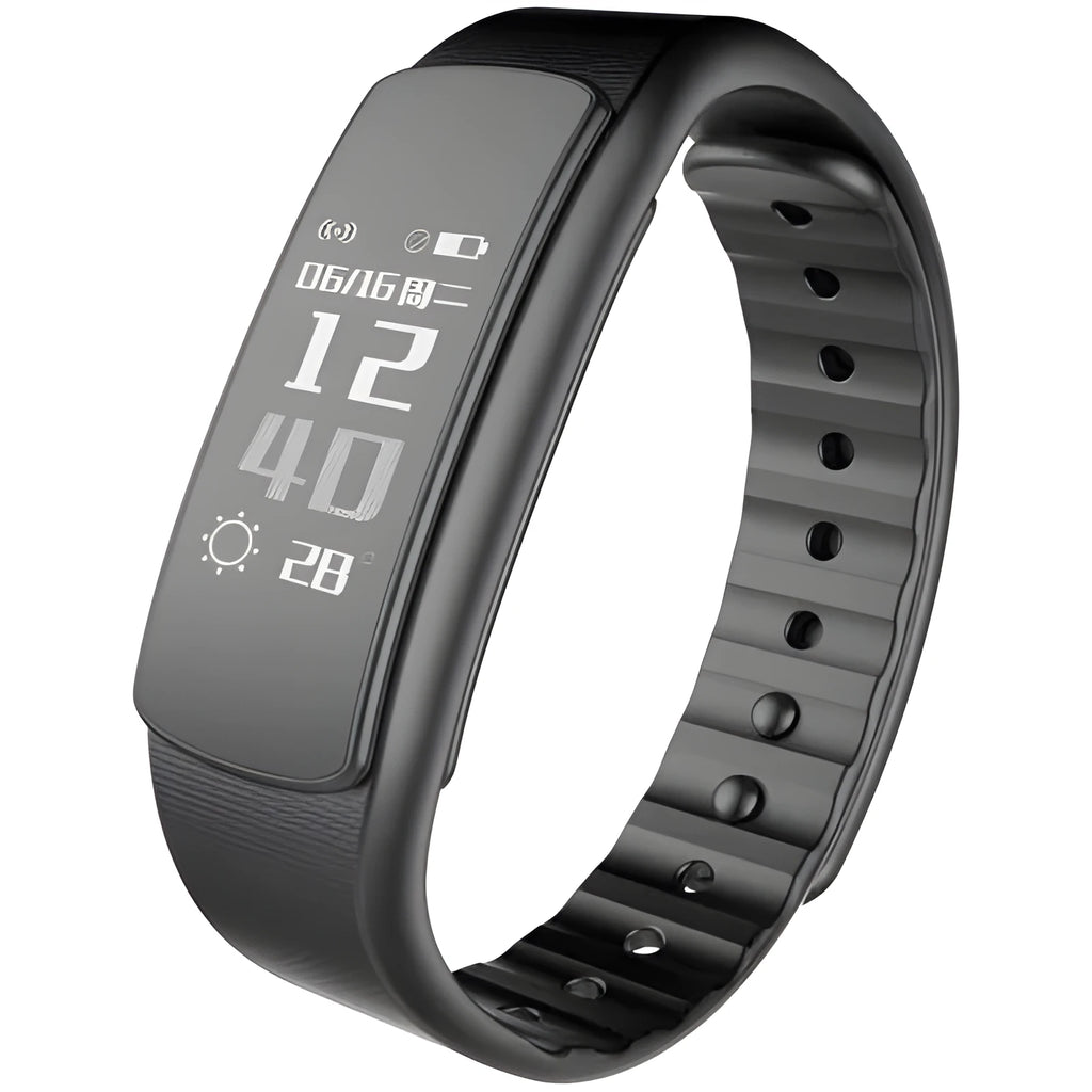 I6 smart sports bracelet with 0.96 inch screen on wrist showing fitness data display