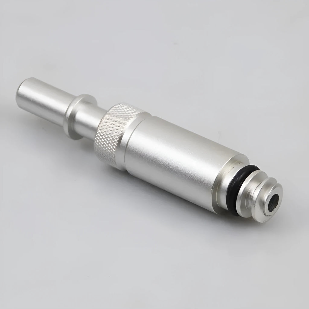 Silver metal transmission refueling joint adapter tool VAS6262-9 for MTF fluid changes