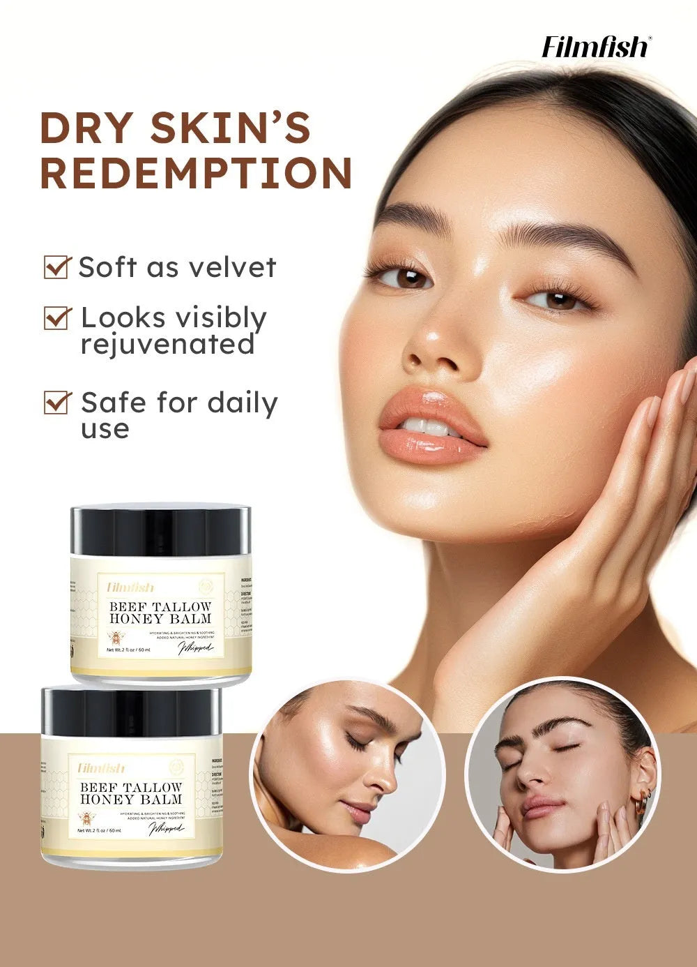 Honey moisturiser body cream jar with 60ml net content for skin hydration
