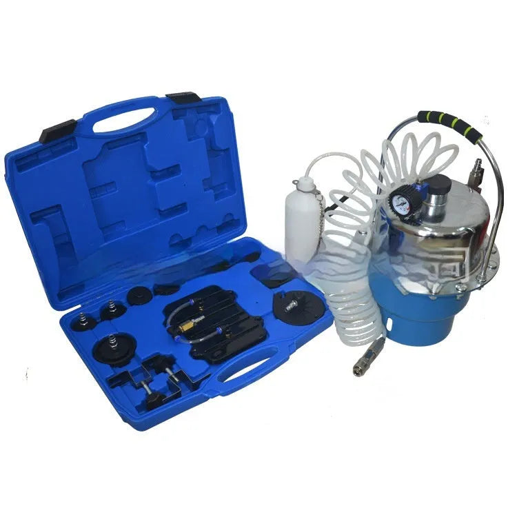 Pneumatic brake fluid replacement tool XC3692 with 5L tank, pressure gauge, hose, and adapter kit