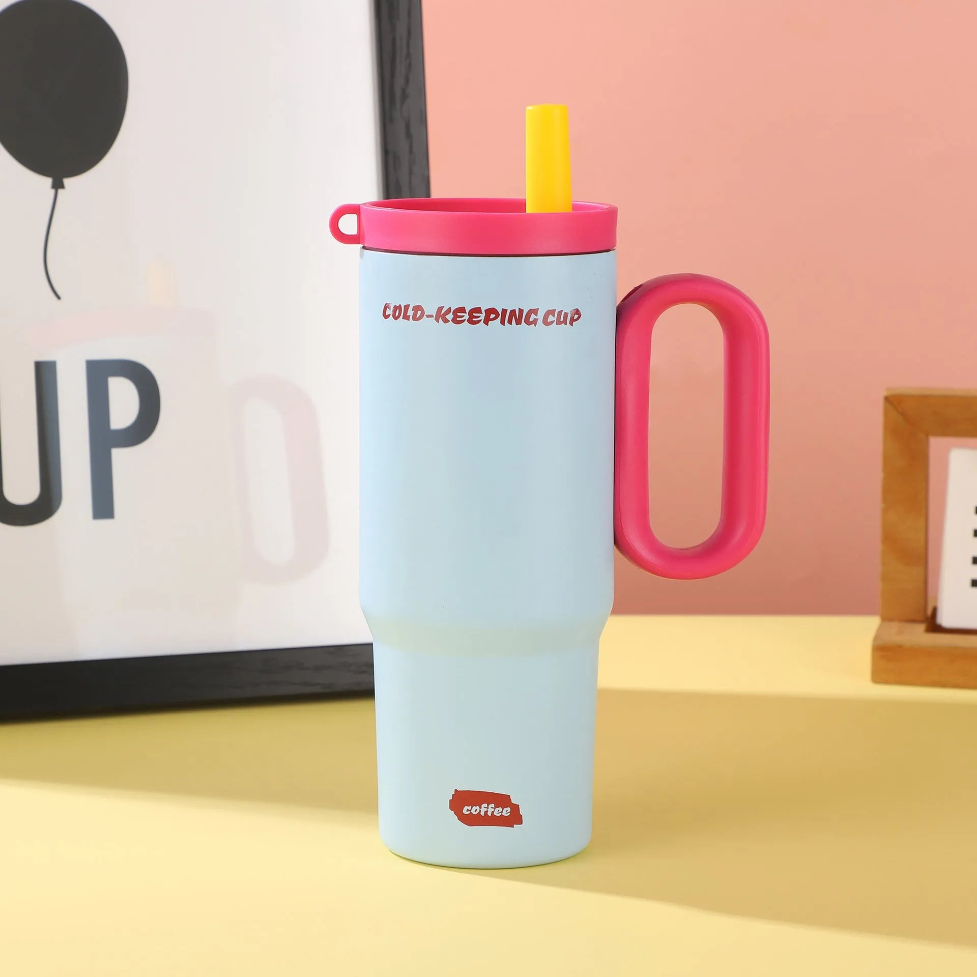 7 litre portable ice bucket cup with handle and straw in five colour options