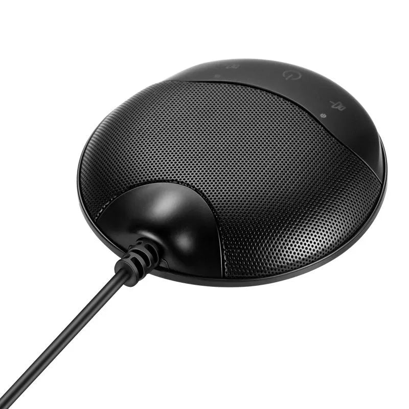 Black USB condenser microphone for conference, gaming, and video recording