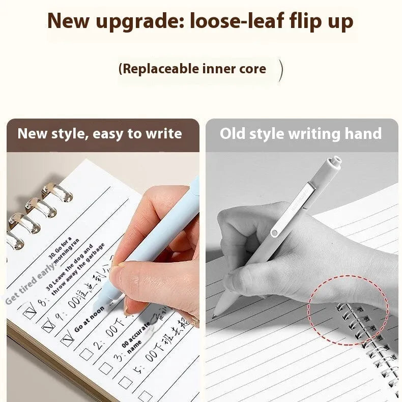 A7 flip-up small notebook 80 sheets 7.3x10.3cm with 5-hole punch in four colour options