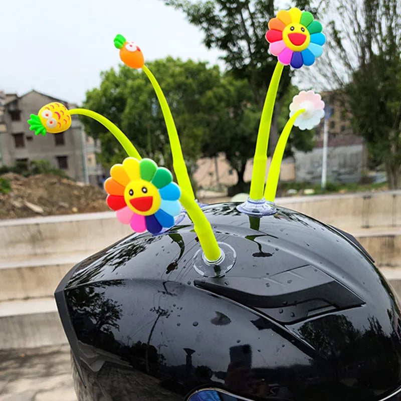 Silicone sunflower helmet decoration with suction cup base
