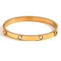 Stainless steel micro-inlaid peach heart bracelet with electroplated golden finish for women