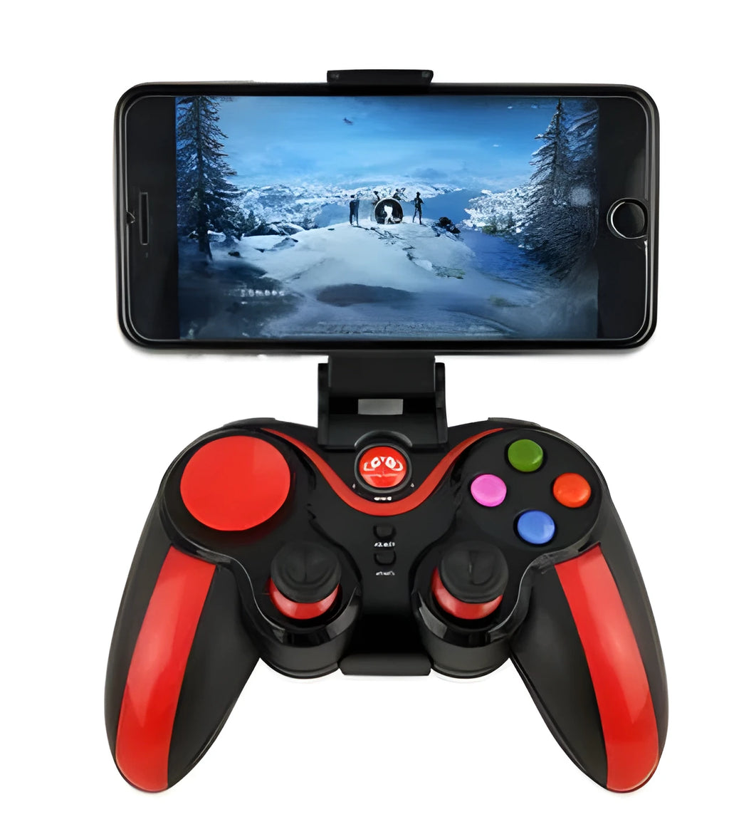 S5 Plus red mobile game console controller with bracket and USB cable for Android iOS