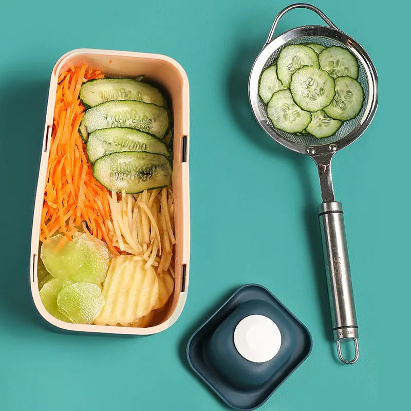 multi function kitchen cutter with plastic body and stainless steel blade for slicing vegetables