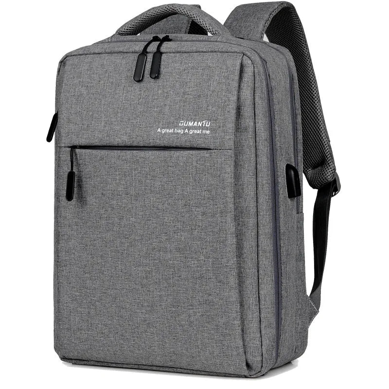 Waterproof Oxford cloth laptop backpack with shoulder straps, shown in multiple colour options.