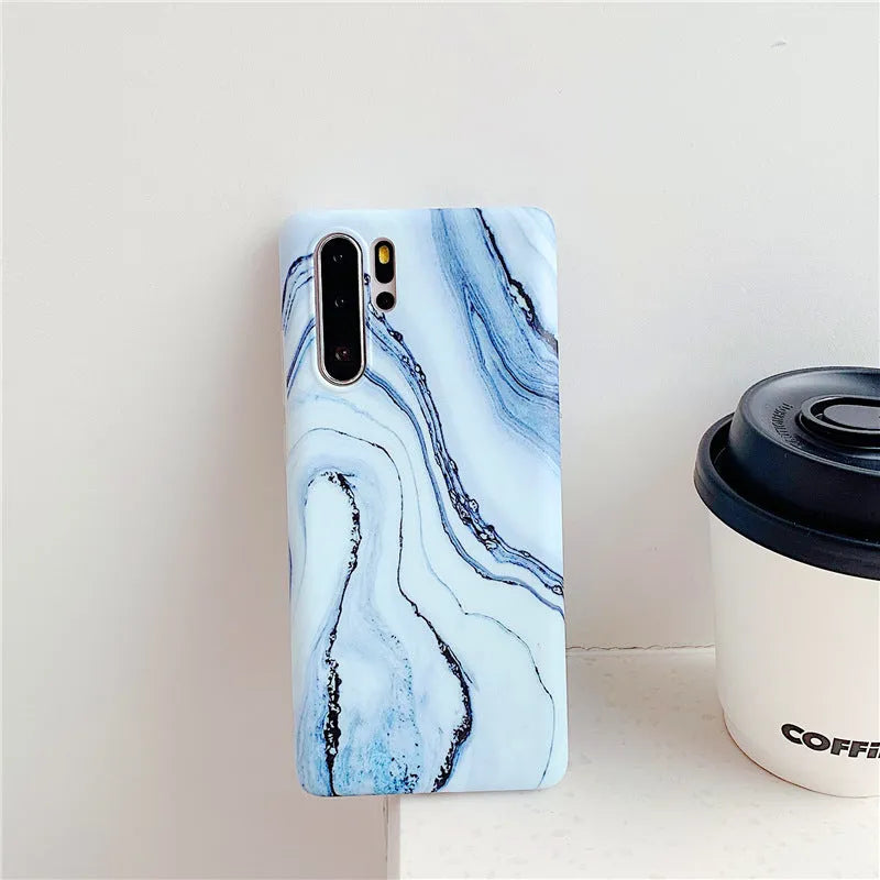 Blue marble silicone phone case for Samsung A40, A50, and A70, ultra-thin protective back cover