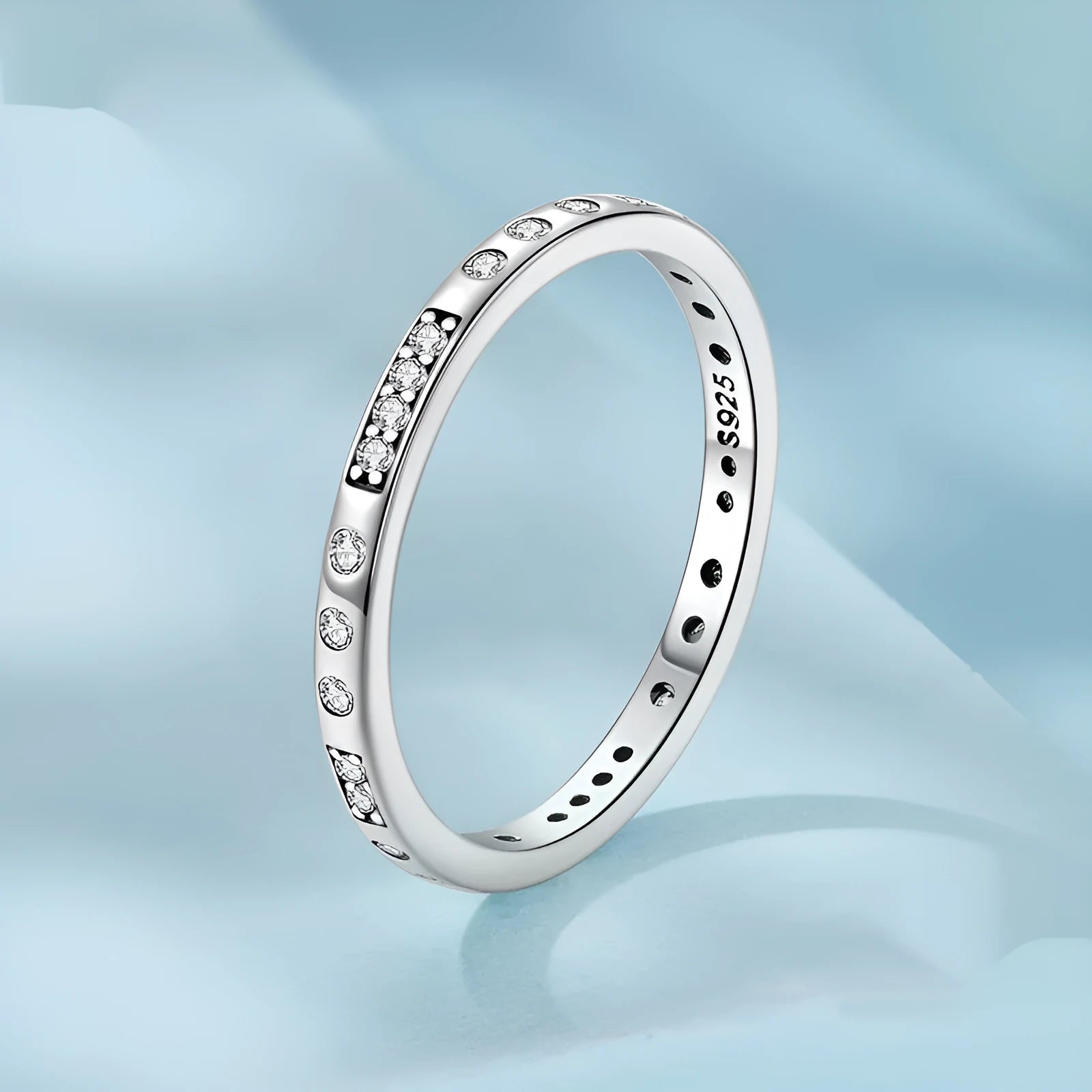 Sterling silver I Love You password ring with oxidised black finish showing engraved text
