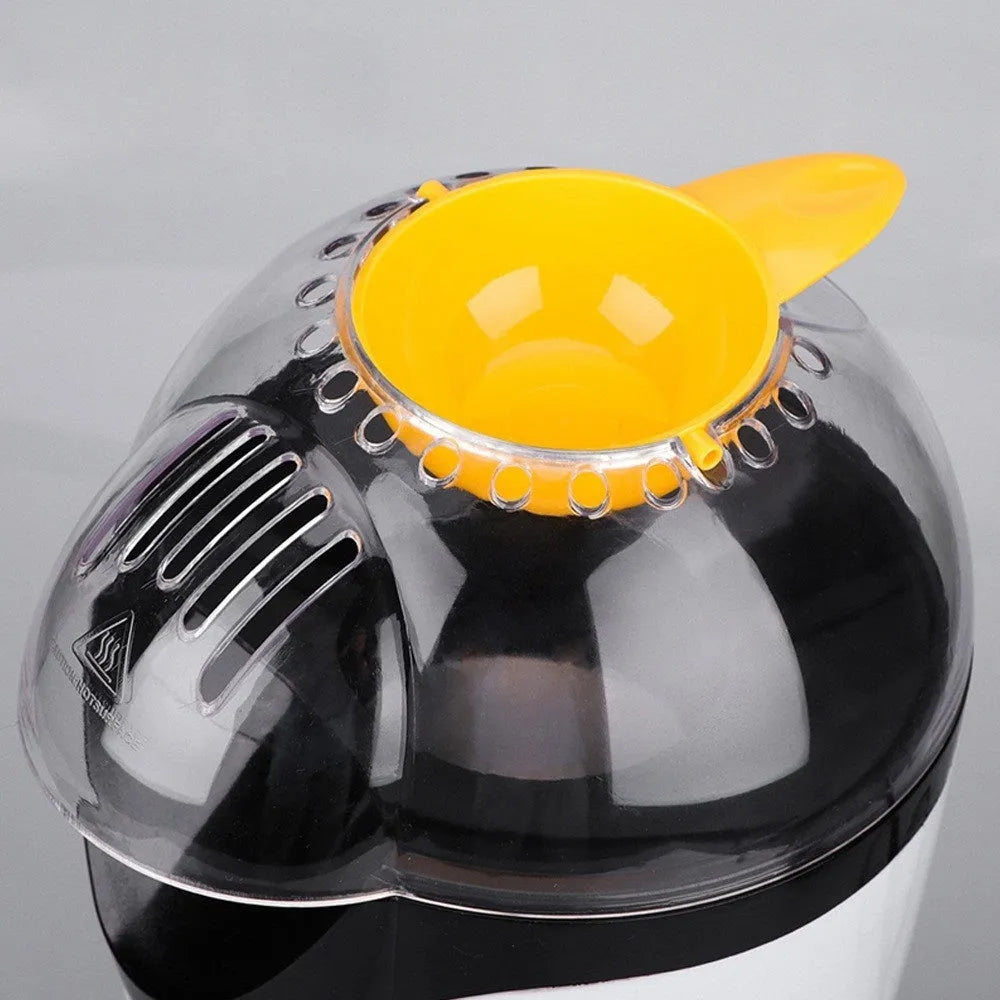 Household mini electric blowing popcorn machine in European White with EU plug