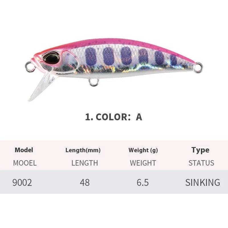 48mm Japanese mino fishing lure for mandarin fish and snakehead in multiple colours