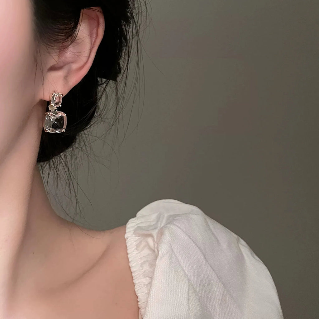 Copper retro geometric mosquito coil ear clip and 925 stud earrings with electroplated real gold finish, 1.2 x 2.2 cm pair