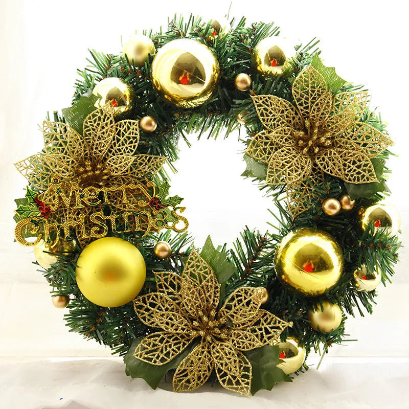 30cm multicolour plastic Christmas wreath for door and mall decoration