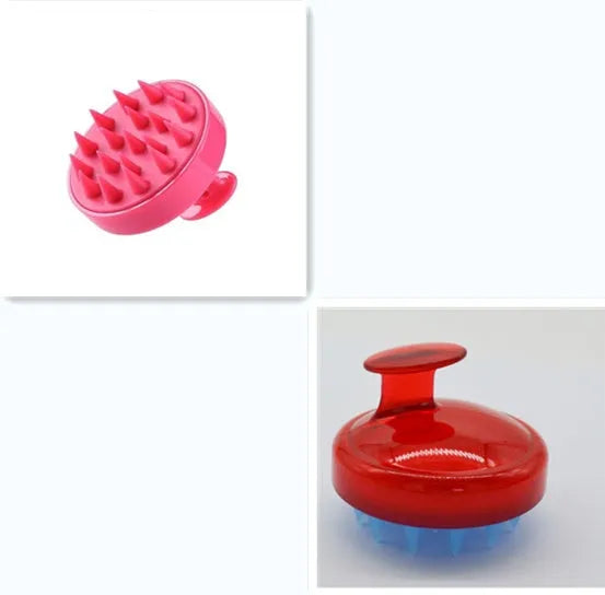 Silicone shampoo brush scalp massage comb 8x8x7cm in black