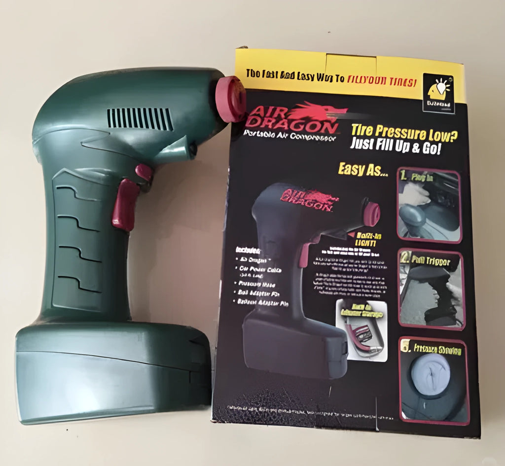Portable electric car tyre inflator pump with motor components for vehicle tyre maintenance