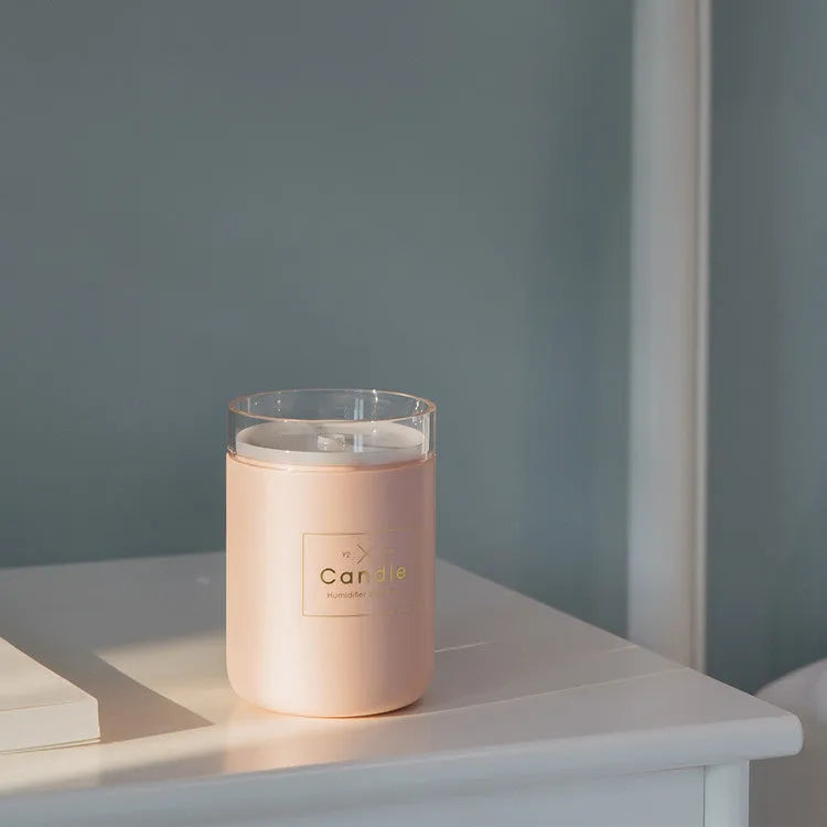 Mini USB mute air humidifier diffuser in fresh green with night light and 260ml tank