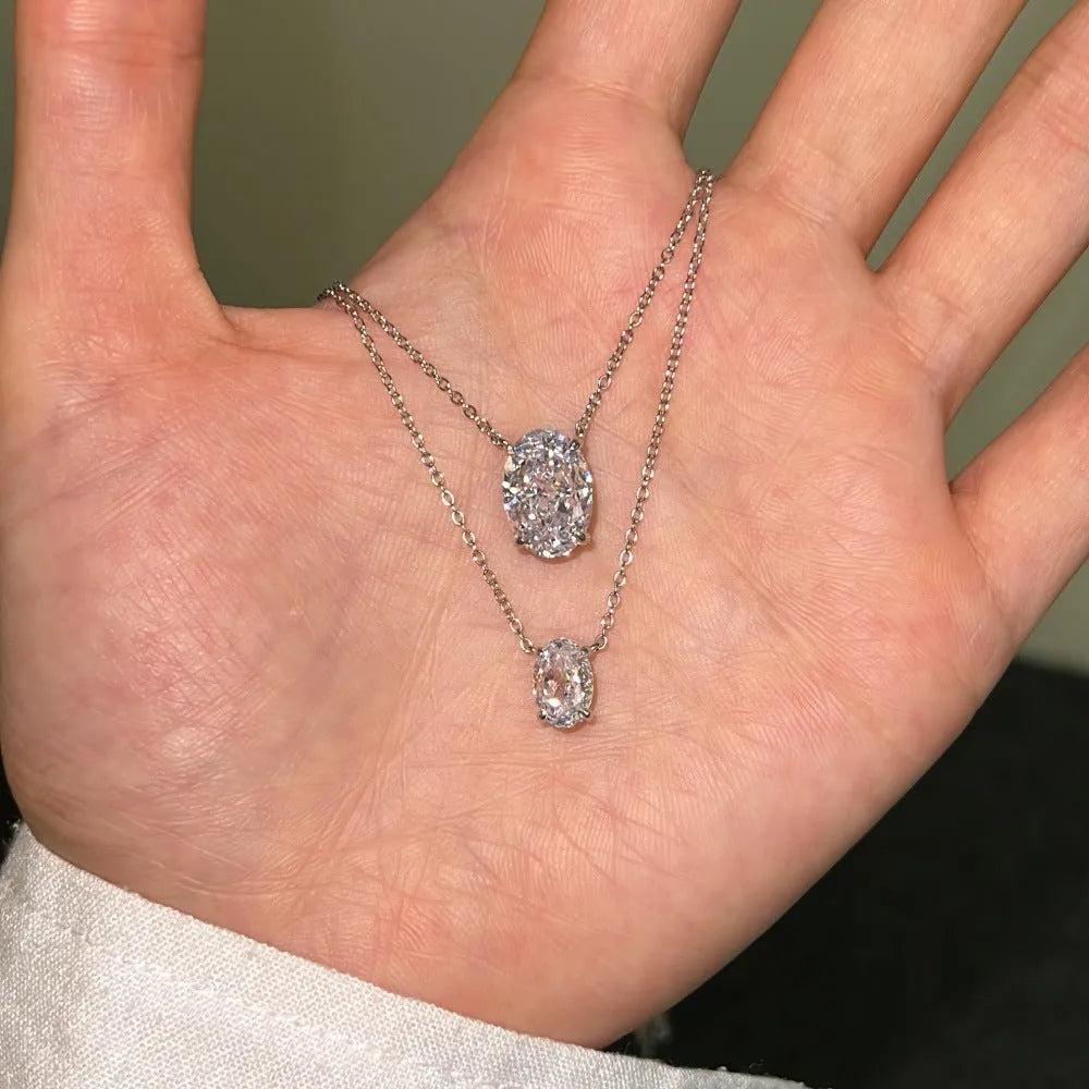S925 sterling silver geometric ice flower pendant necklace in platinum or gold electroplated finish