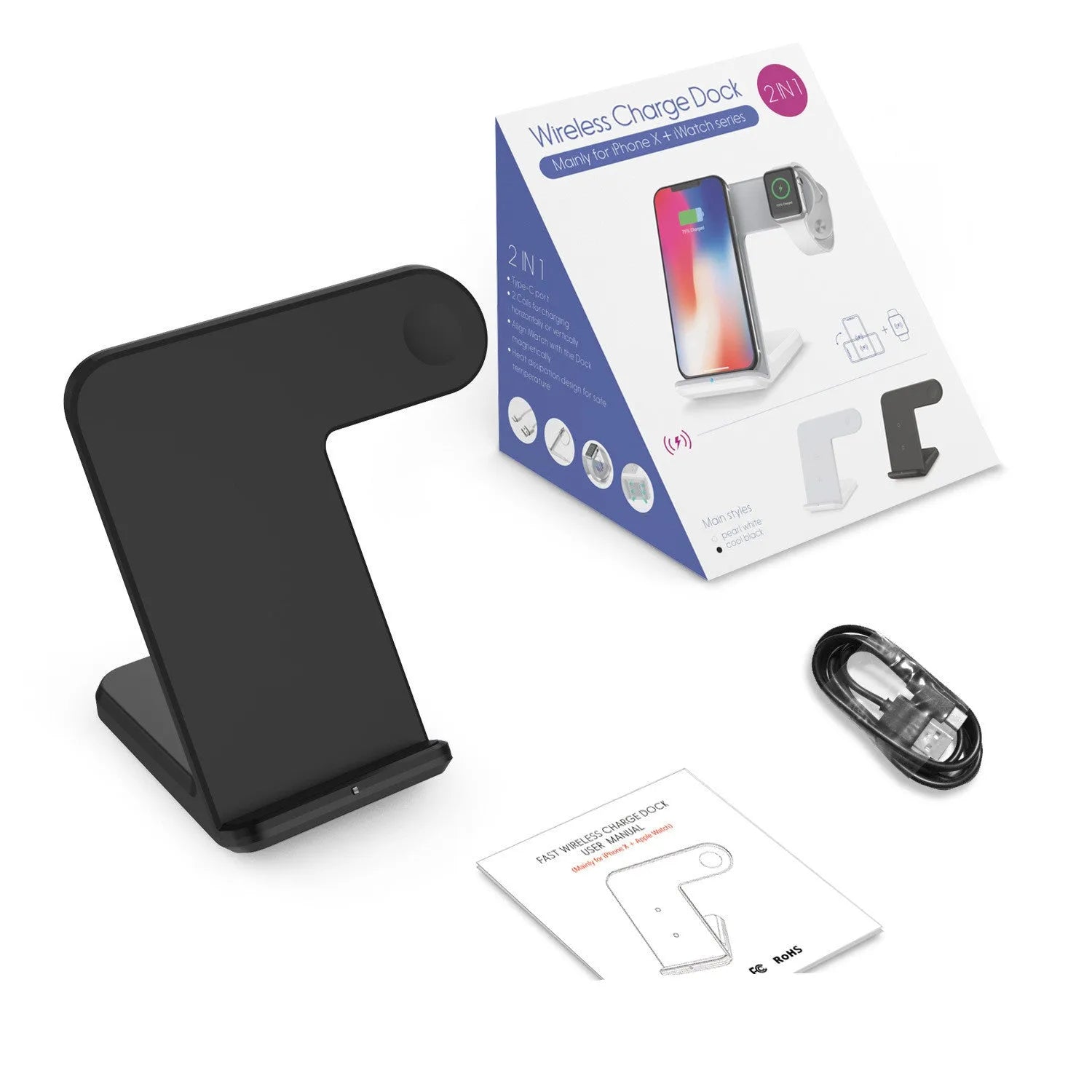 Black wireless phone charger with silicone surface measuring 140x121x105mm