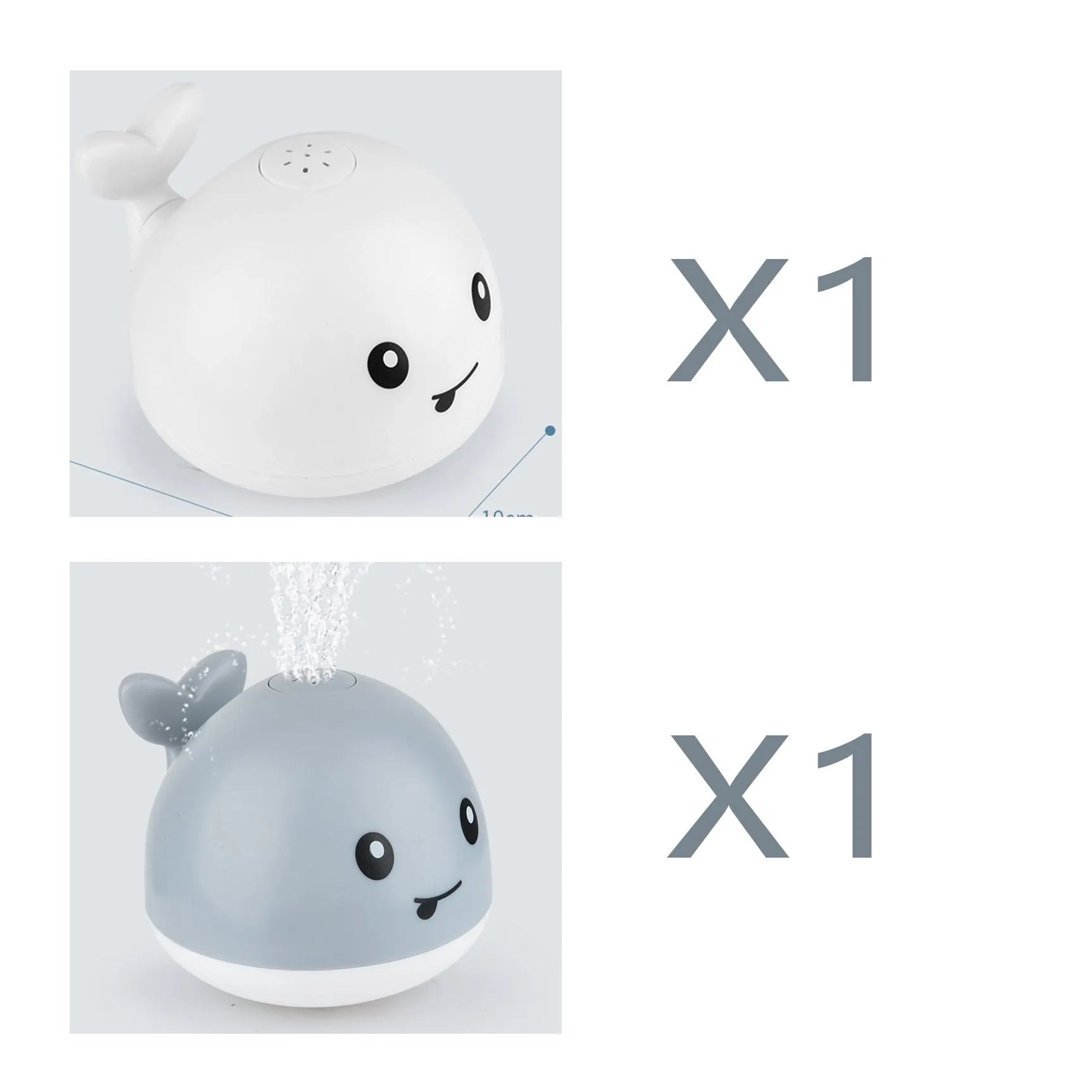 Automatic water-sensing whale bath toy with spray, lights, and music functions for baby bath time